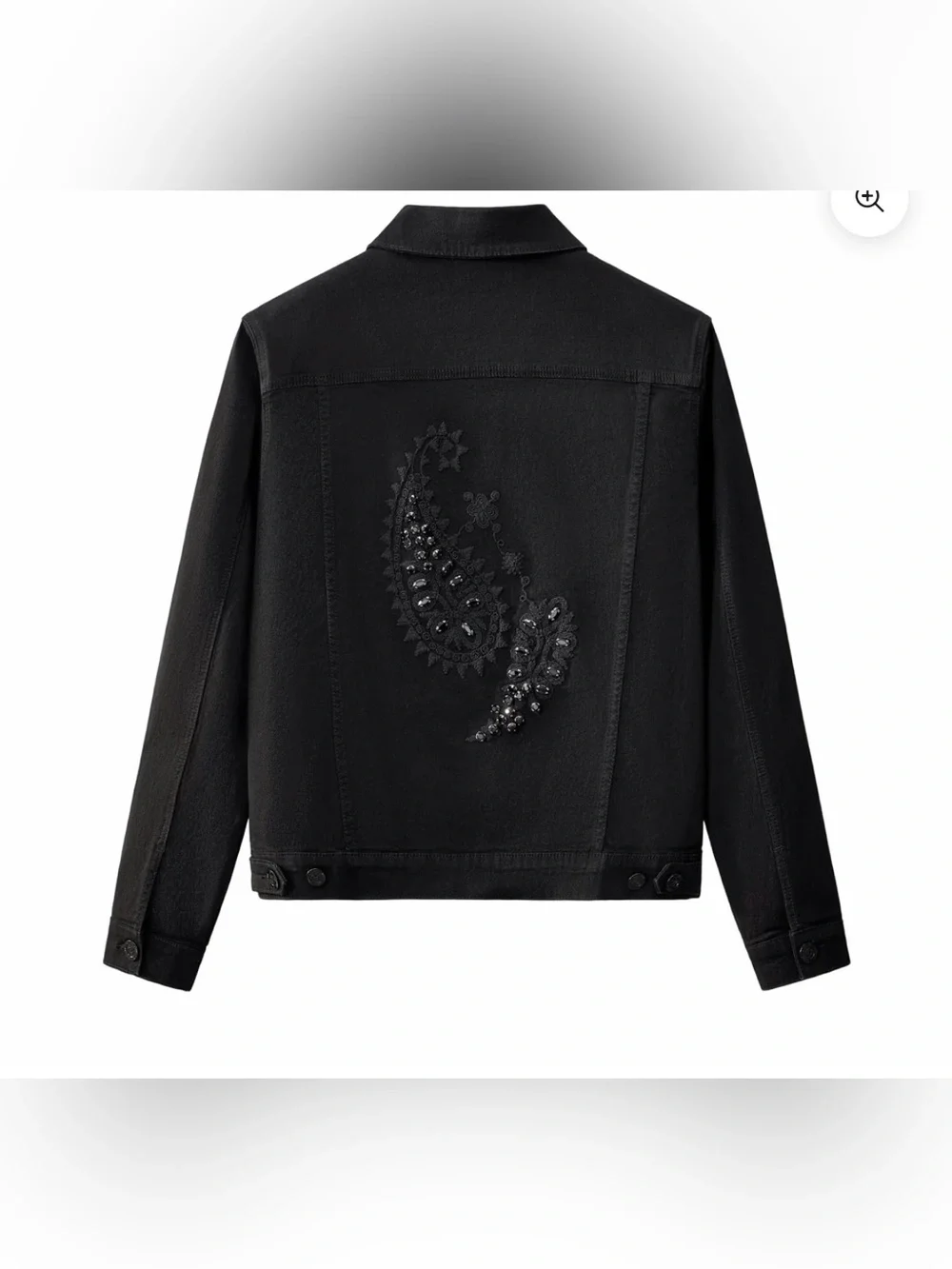 Men's Black Paisley Embroidered Denim Jacket